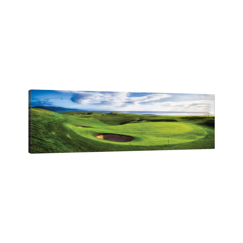 18th Green At Brora Golf Club, Moray Firth, Brora, Scotland - Wrapped Canvas Panoramic Print