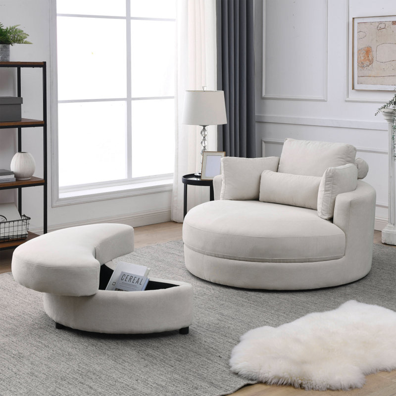 Canapé moderne avec accoudoir pivotant Welike, Beige