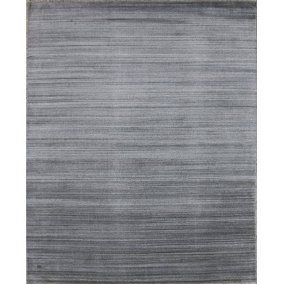 Tapis | Tapis gris tissé à la main en laine et bambou gris
