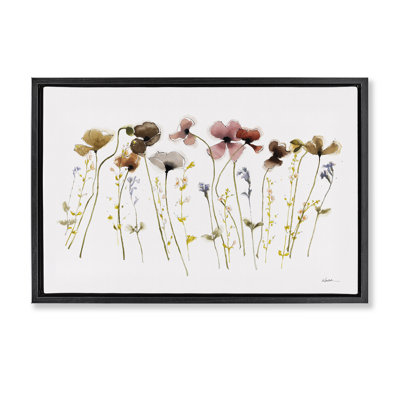Toile flottante encadrée "Spring Poppy Sprig" par Shirley Novak