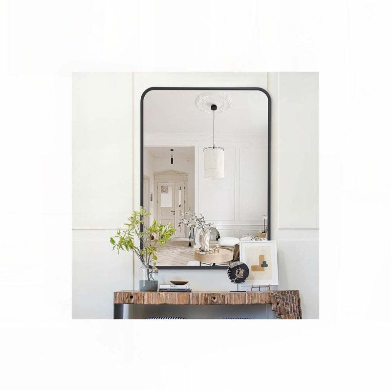 22x30 Inch Metal Framed Rectangular Bathrrom Mirror for Wall, Black, 30" x 22"