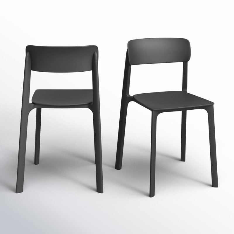 Chaise d'appoint de patio empilable Vowa, Noir