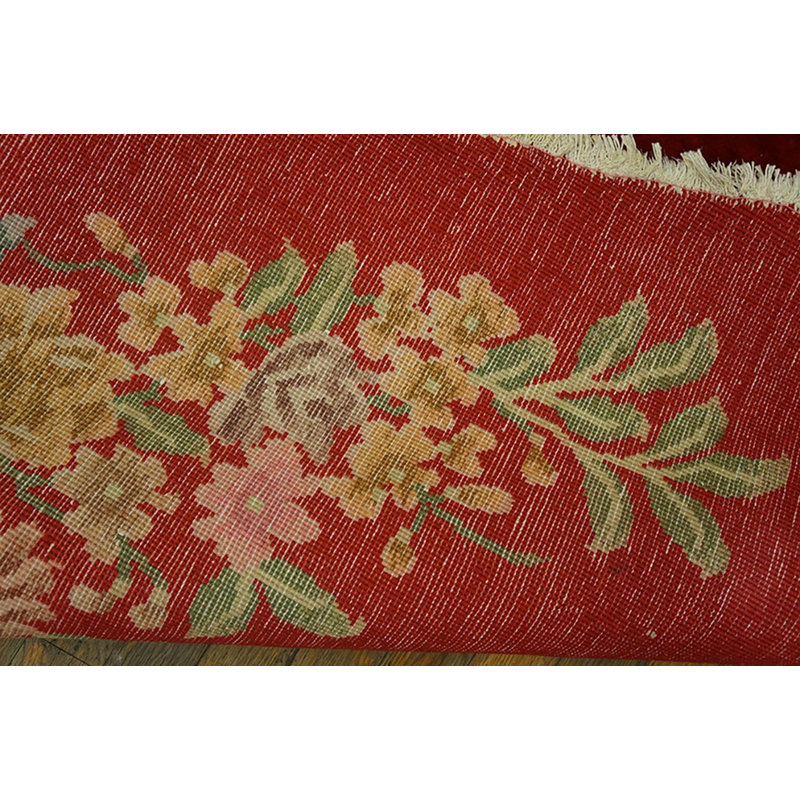 Round Antique Art Deco Chinese Hand Knotted Pile Rug