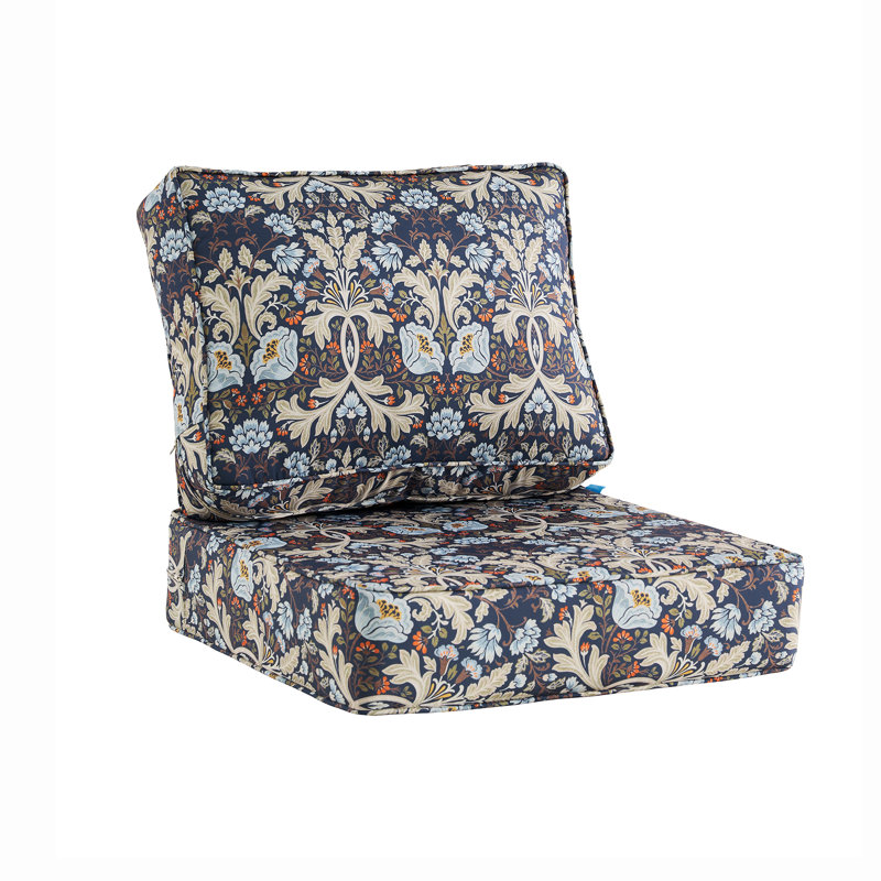 Outdoor 6'' Seat / Back Cushion, Blue/Gray/Beige