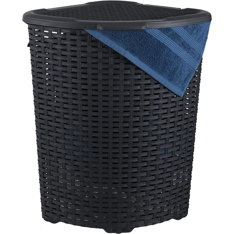 Wicker Laundry Hamper, Black