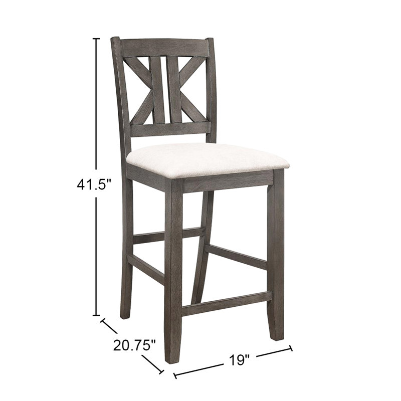 Tabouret de bar à hauteur de comptoir avec coussin Barn (2) - Chaises de style rustique chic de 2, aspect