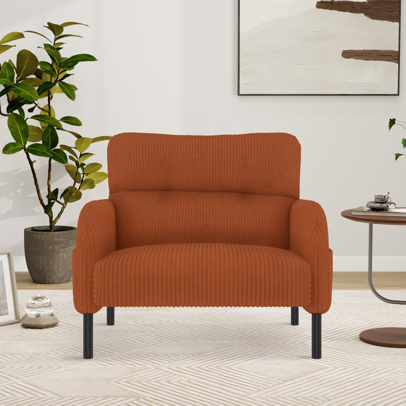 Fauteuil d'appoint en velours côtelé en velours côtelé avec pieds en métal, Rouge