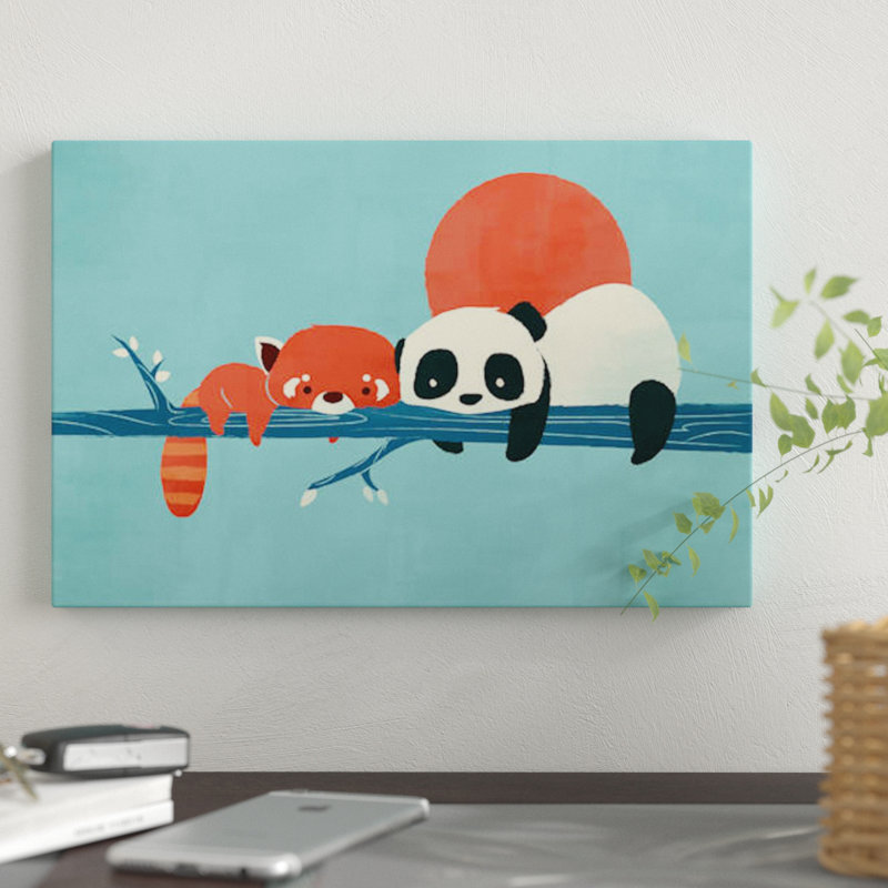 «Pandas», impression sur toile tendue, H 12 po x l 18 po x P 1,5 po, Toile tendue, Pas de tapis