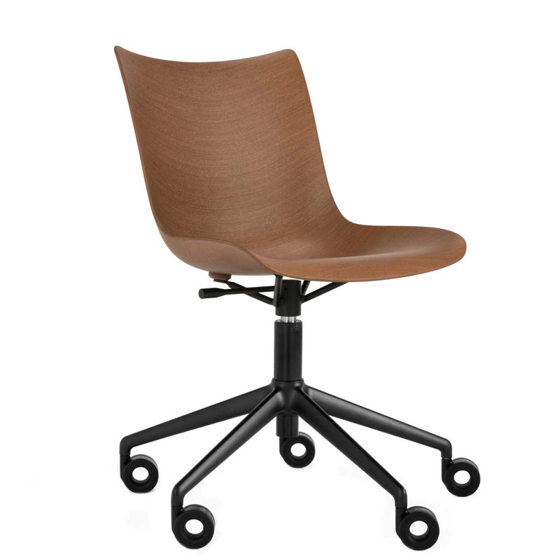 P/Wood Swivel Task Chair, Dark Wood/Black