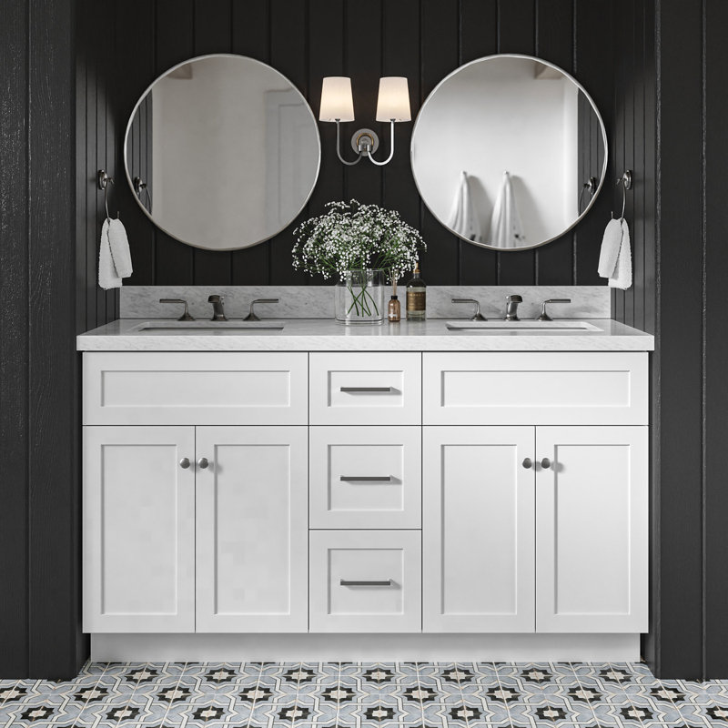 Ensemble de meuble-lavabo double 61 po Hamlet, Blanc