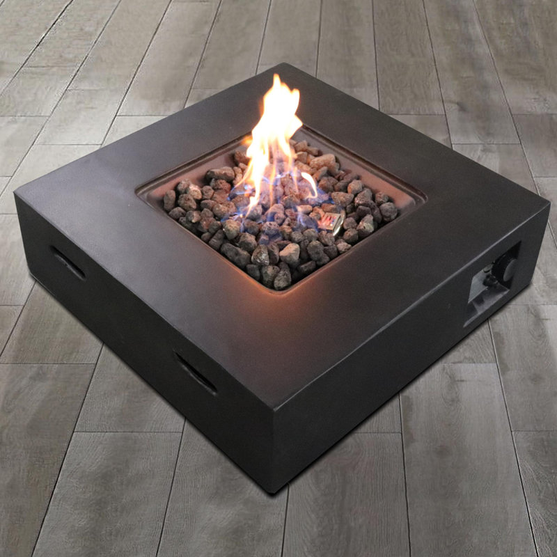 Fiber Reinforced Concrete Propane/Natural Gas Fire Pit table, Black
