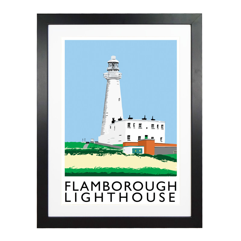 Flamborough Lighthouse by Richard O'Neil - Print, 54 cm H x 44 cm W x 2.2 cm D, Black Wood Frame