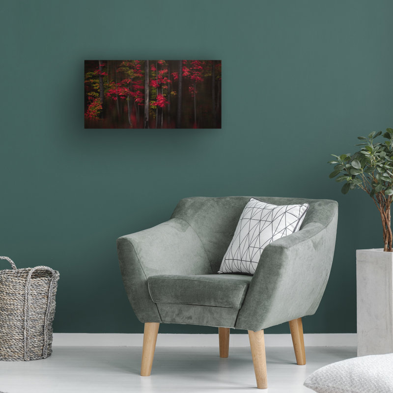 Œuvre sur toile rouge, Andy Hu, H 10 po x l 19 po