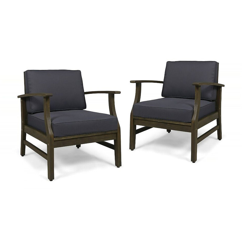 Ensemble de 2 fauteuils club, Gris foncé, Gris foncé