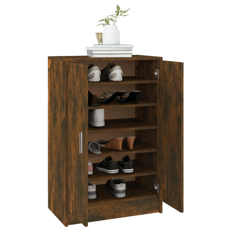 Shoe Storage Cabinet, Smoked Oak