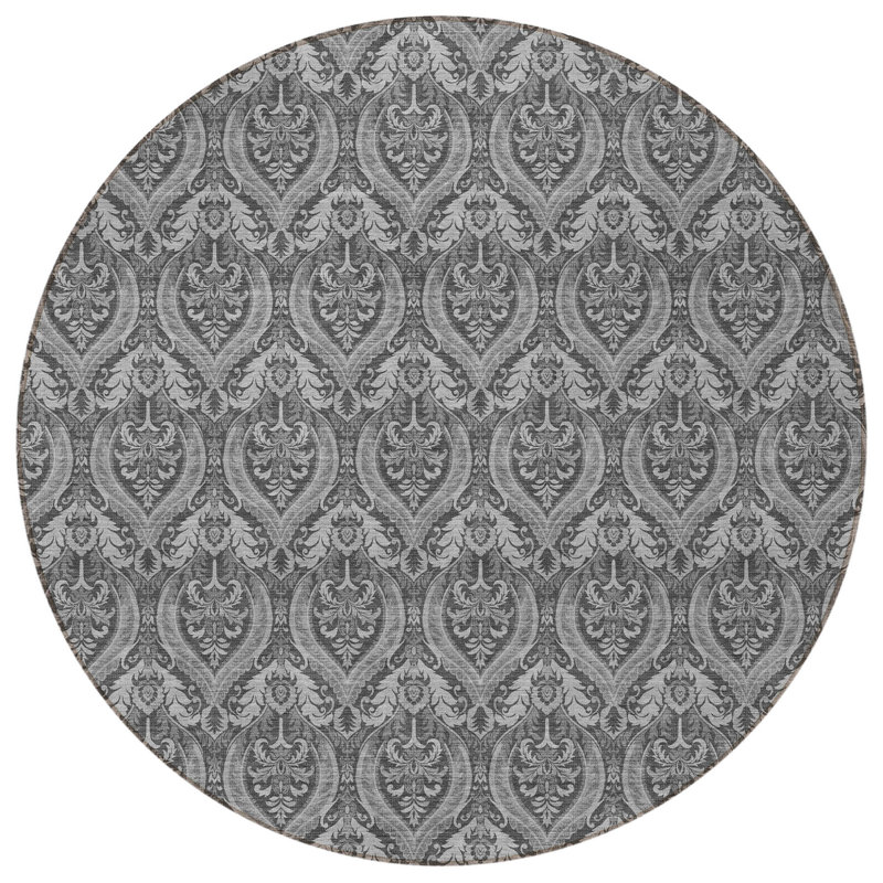 Tapis d'intérieur rond 8 po gris