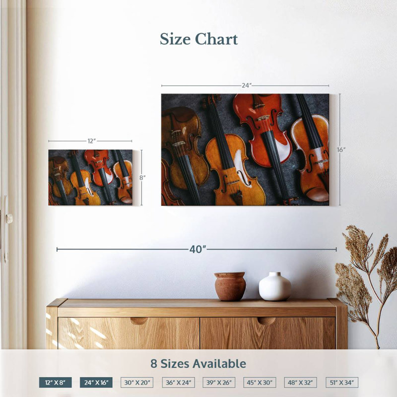 Collection de violons, H 16 po x l 24 po