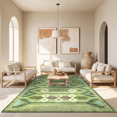 Très grand tapis rétro 9 pi x 12 pi Southwestern, tapis antidérapant et antidérapant lavable