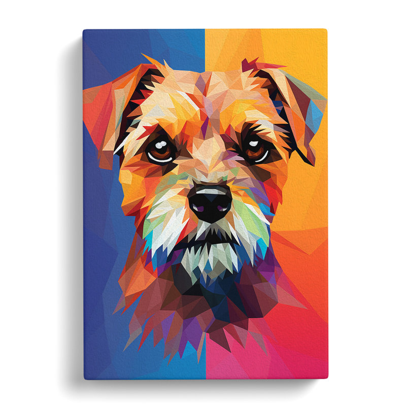 Border Terrier Geometric - No Frame Print, 76cm H x 50cm W x 3cm D