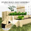 Lit de jardin surélevé à 3 niveaux, tissu drainant l'eau pour le sol, bac à fleurs en bois surélevé pour légumes, herbes, naturel-1736648737