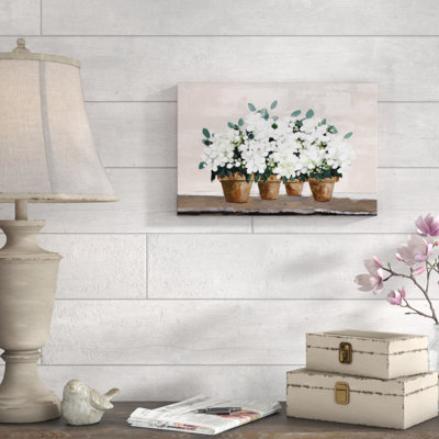 " White Flower Pots On Blush "