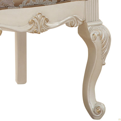 Ensemble de 2 chaises d'appoint à dossier capitonné or rose et blanc perle