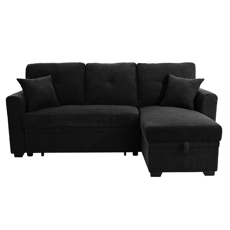 Canapé-lit modulaire convertible avec lit escamotable Mothen, Chaise noire droite