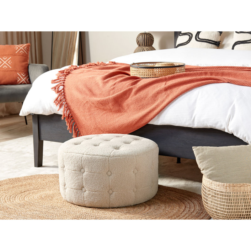 Krystalmae 55cm Wide Tufted Round Pouf Ottoman, Beige