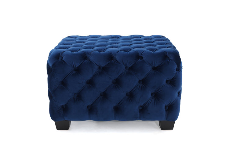 Geoffrey 29" Wide Velvet Tufted Square Cocktail Ottoman