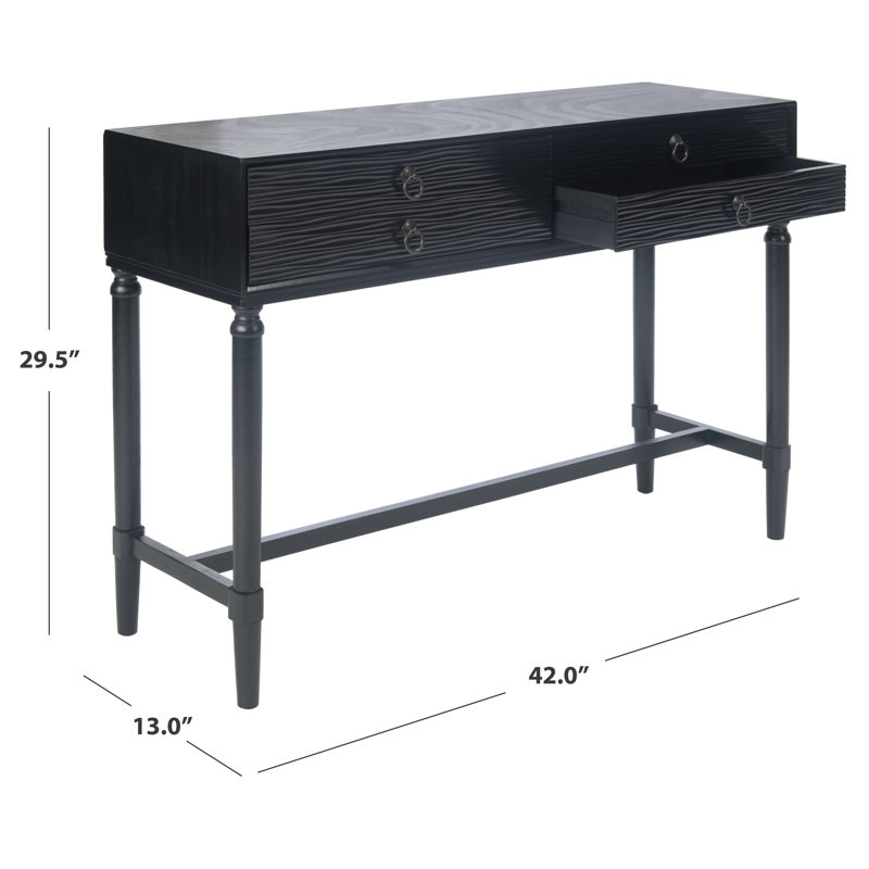 Riviera Elegance Black Wood and Metal Console Table with Storage