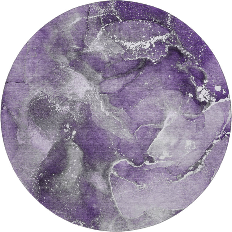 Premium Machine Washable Cerrito AMF518 Purple Rug, Round 8'
