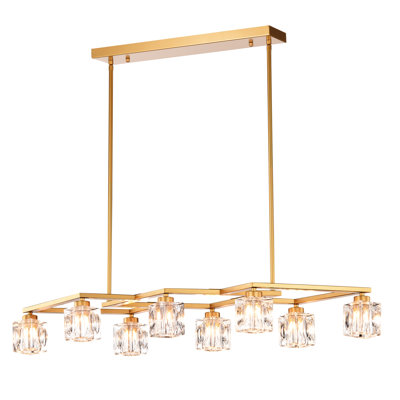 8 * ampoules G9 incluses pour la cuisine - centre de table en métal au fini or mat