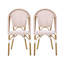 Chaises d'extérieur en polyuréthane et aluminium pour l'extérieur, ensemble de 2, rouge et blanc rouillé, finition à imprimé bambou-1075316940