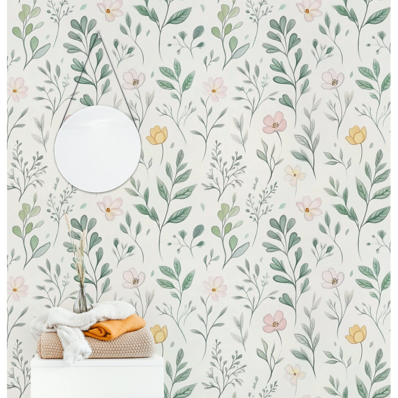 Rouleau de papier peint floral pastel