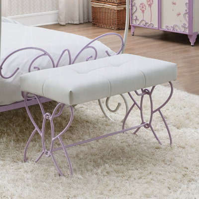 Corringham Transitional Rectangular Kids Bench in White and Light Purple by Zoomie Kids