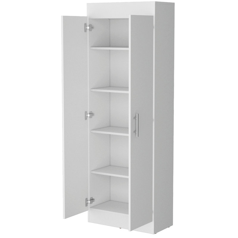 Armoire de rangement à 5 tablettes en blanc pour la cuisine - améliore l'organisation globale des 5 tablettes, Blanc