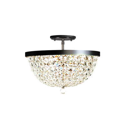 Crystal Baller 3-Light Leaded Crystal Empire Semi-Flush Mount - Heritage Black
