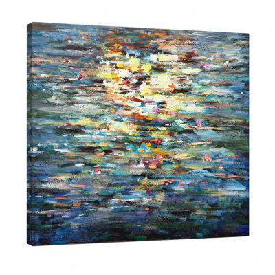 Blue Water Reflection Abstract Canvas Wall Art