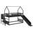 Twin-Size House-Style Metal Bunk Bed With Slide And Staircase-837875733