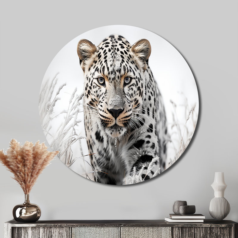 Art mural rond en métal Jungle Leopard, H 16 po x l 16 po