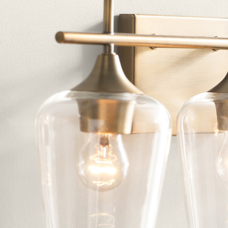 Éclairage pour meuble-lavabo à intensité variable Breena en laiton chaud, Laiton chaleureux, Clear
