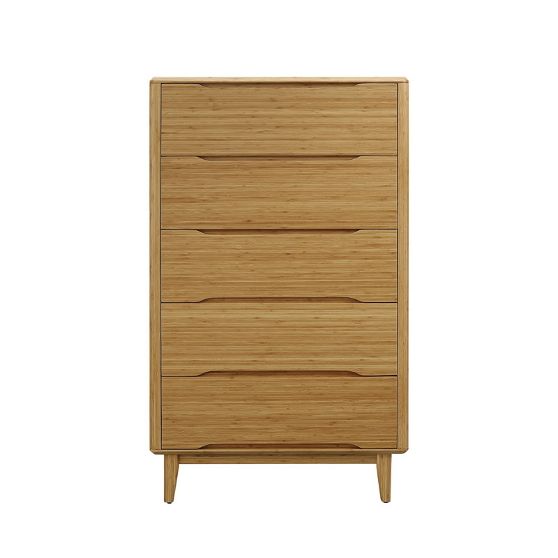 Commode 5 tiroirs en bois massif Lacey, Caramélisé