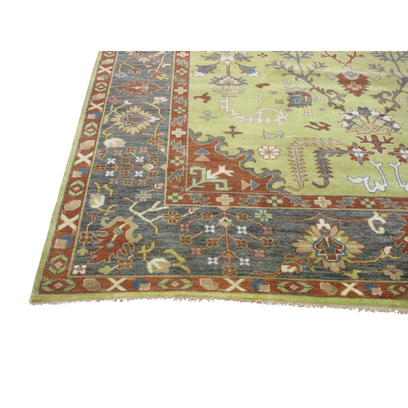 Tapis vert 12 x 18 Oushak