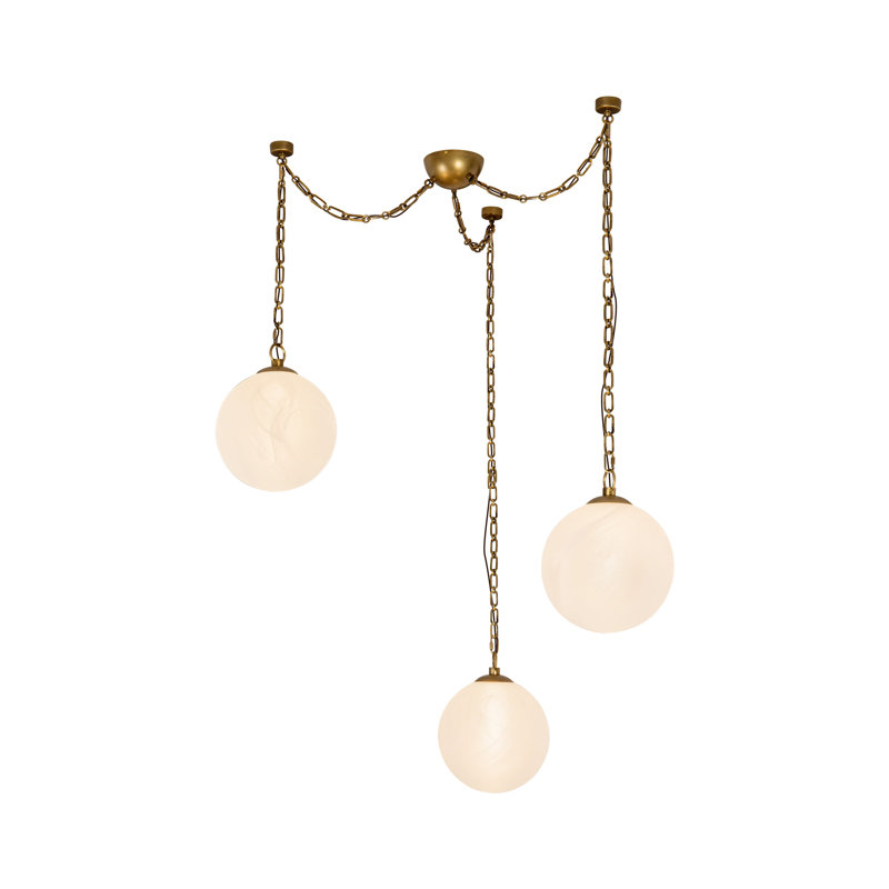 Petra 3 Light Black dimmable LED Chandelier, Antique Brass, 12-in