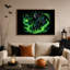 Art mural sur toile Neon Green Grim Reaper avec lanterne et faux-477401703