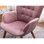 Fauteuil d'appoint en velours mauve avec revêtement luxueux, support en bois d'hévéa massif, capitonnage à boutons en losange, passepoil, fauteuil 73 cm l x 84 cm p x 94 cm h, revêtement assorti doux et soyeux 65 cm l x 43 cm p x 42 cm h