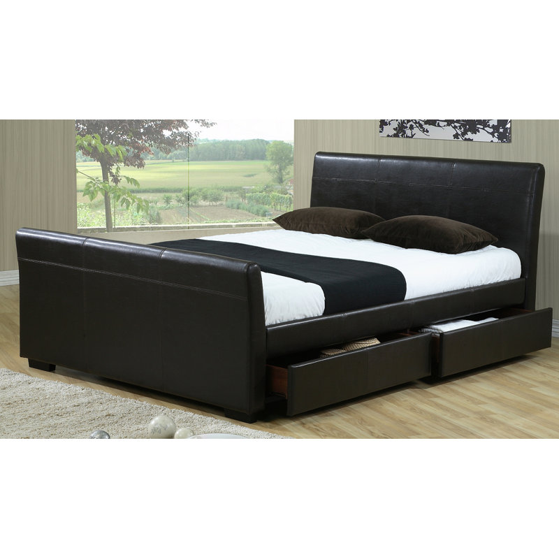 Upholstered Ottoman Storage Bed, Double (4'6), Brown