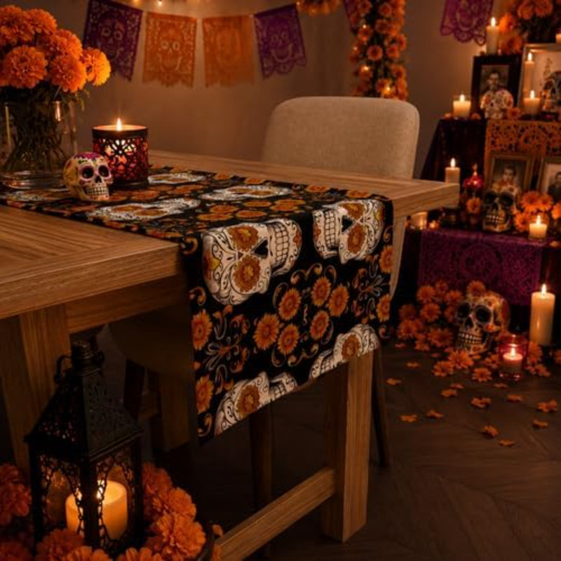 Chemin de table Dia De Los Muertos Decorations