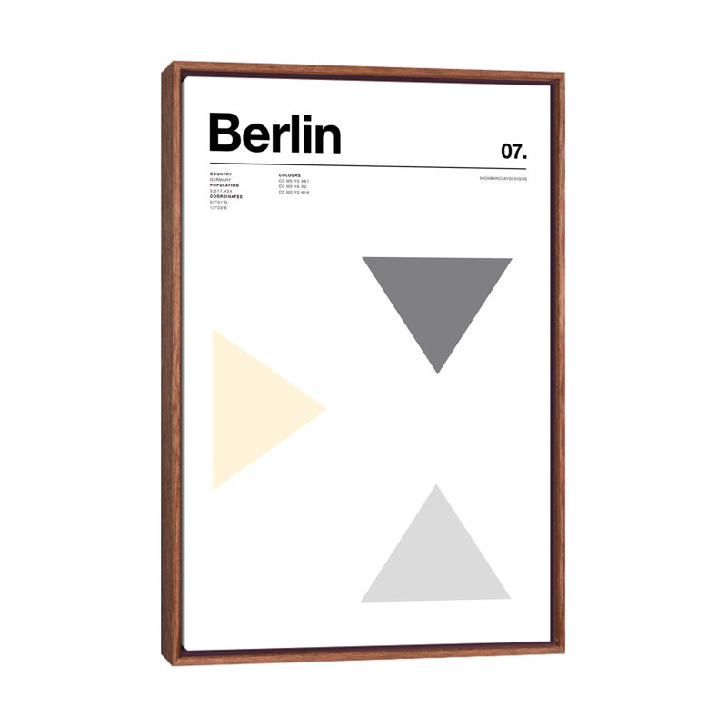 Berlin 1 Piece Wall Art on Canvas, 66.04 cm H x 45.72 cm W, Classic Brown Wood Framed