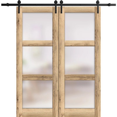 Porte de grange en bois lambrissé sans trousse de quincaillerie d’installation